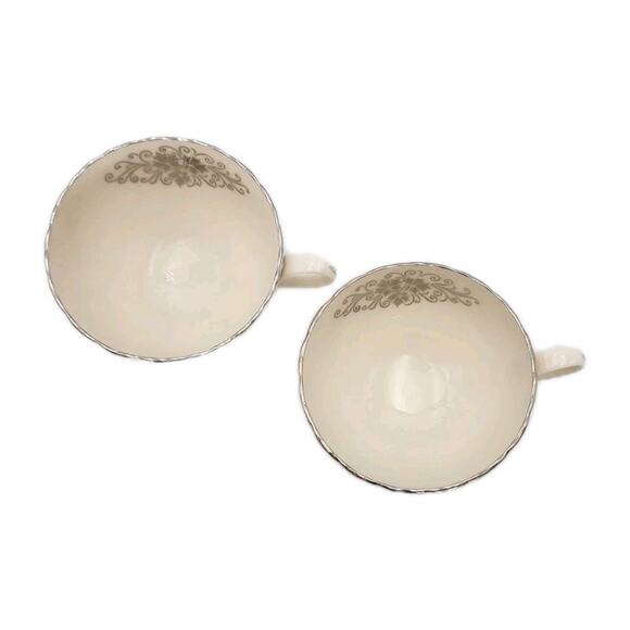 Lenox Valera Set of 2 Cups Platinum Trim 1961-77 Fine Porcelain - Picture 10 of 16